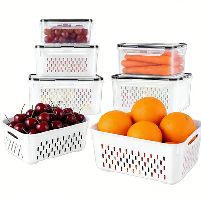 BPA-Free Food Storage Containers – Stackable Fridge Keepers for Fruits, Vegetables & Salad