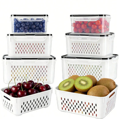 BPA-Free Food Storage Containers – Stackable Fridge Keepers for Fruits, Vegetables & Salad