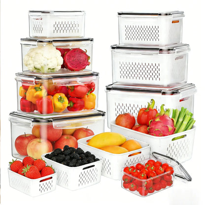 BPA-Free Food Storage Containers – Stackable Fridge Keepers for Fruits, Vegetables & Salad