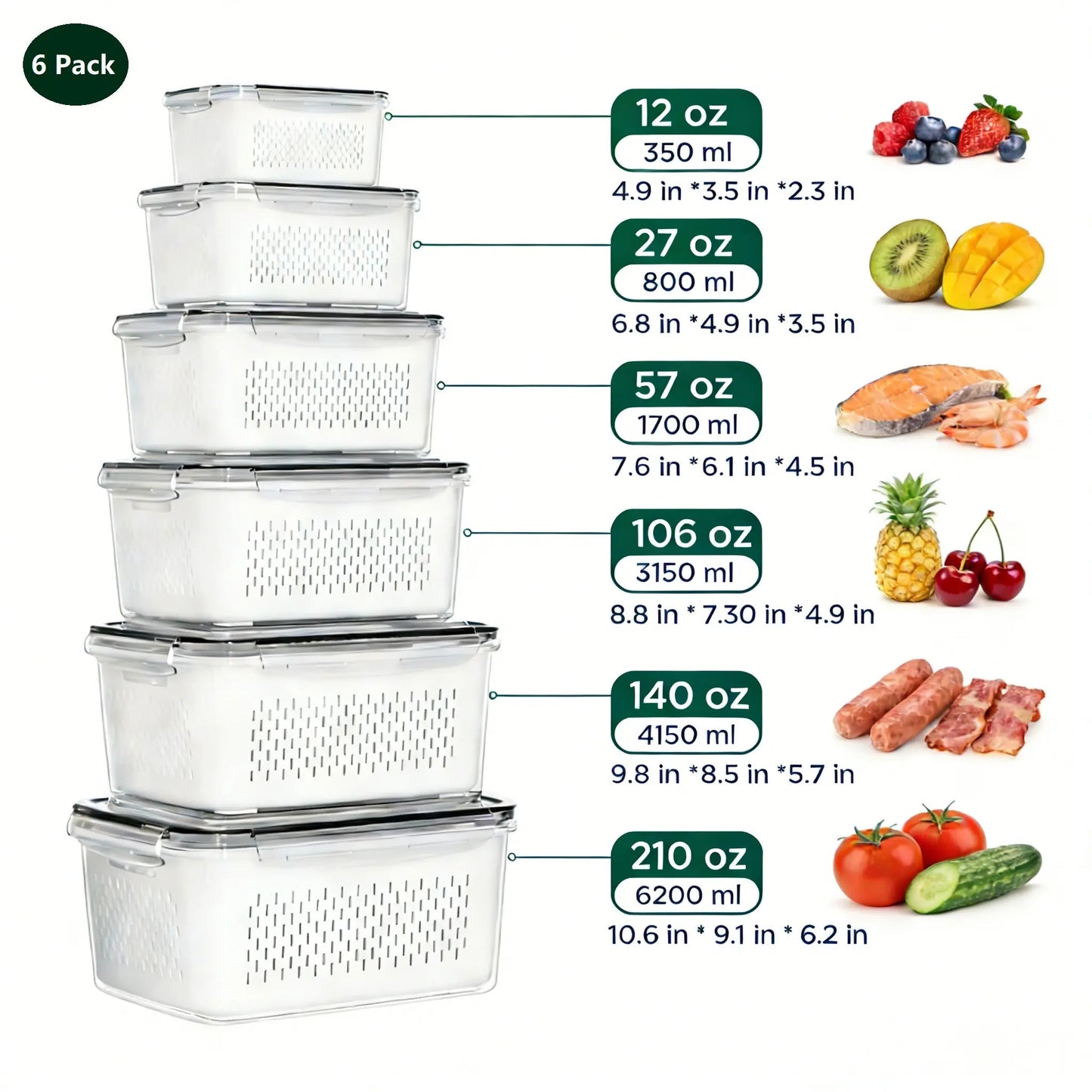 BPA-Free Food Storage Containers – Stackable Fridge Keepers for Fruits, Vegetables & Salad