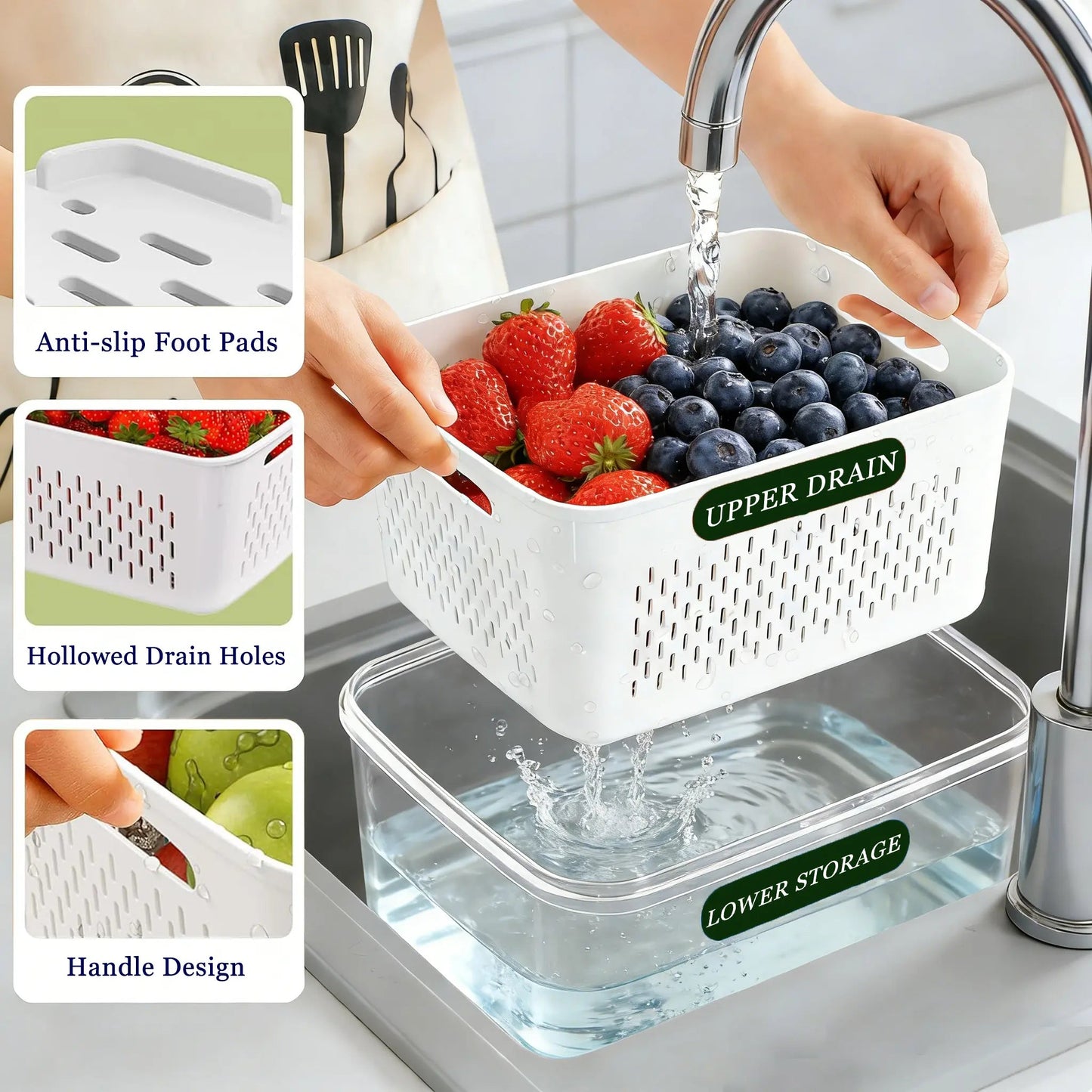 BPA-Free Food Storage Containers – Stackable Fridge Keepers for Fruits, Vegetables & Salad