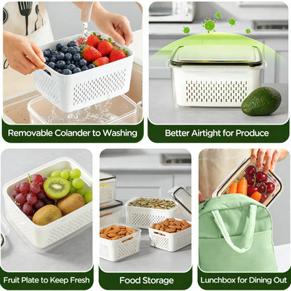 BPA-Free Food Storage Containers – Stackable Fridge Keepers for Fruits, Vegetables & Salad
