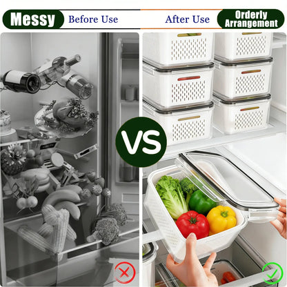 BPA-Free Food Storage Containers – Stackable Fridge Keepers for Fruits, Vegetables & Salad