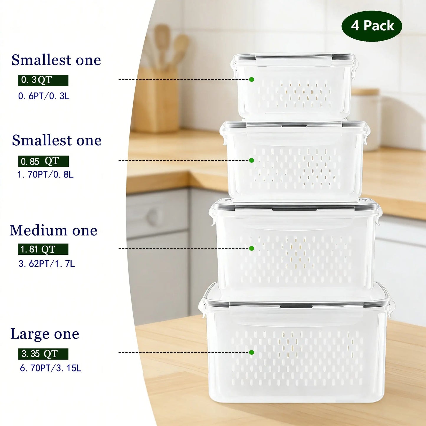 BPA-Free Food Storage Containers – Stackable Fridge Keepers for Fruits, Vegetables & Salad
