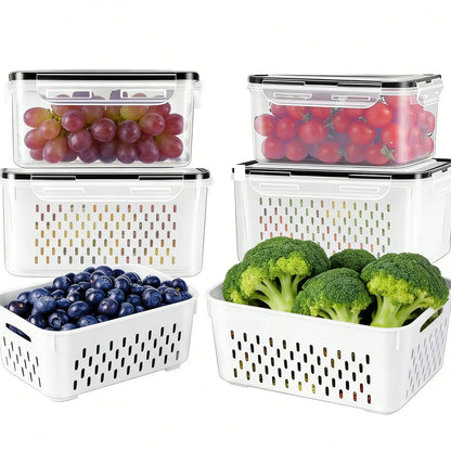 BPA-Free Food Storage Containers – Stackable Fridge Keepers for Fruits, Vegetables & Salad