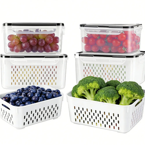 BPA-Free Food Storage Containers – Stackable Fridge Keepers for Fruits, Vegetables & Salad