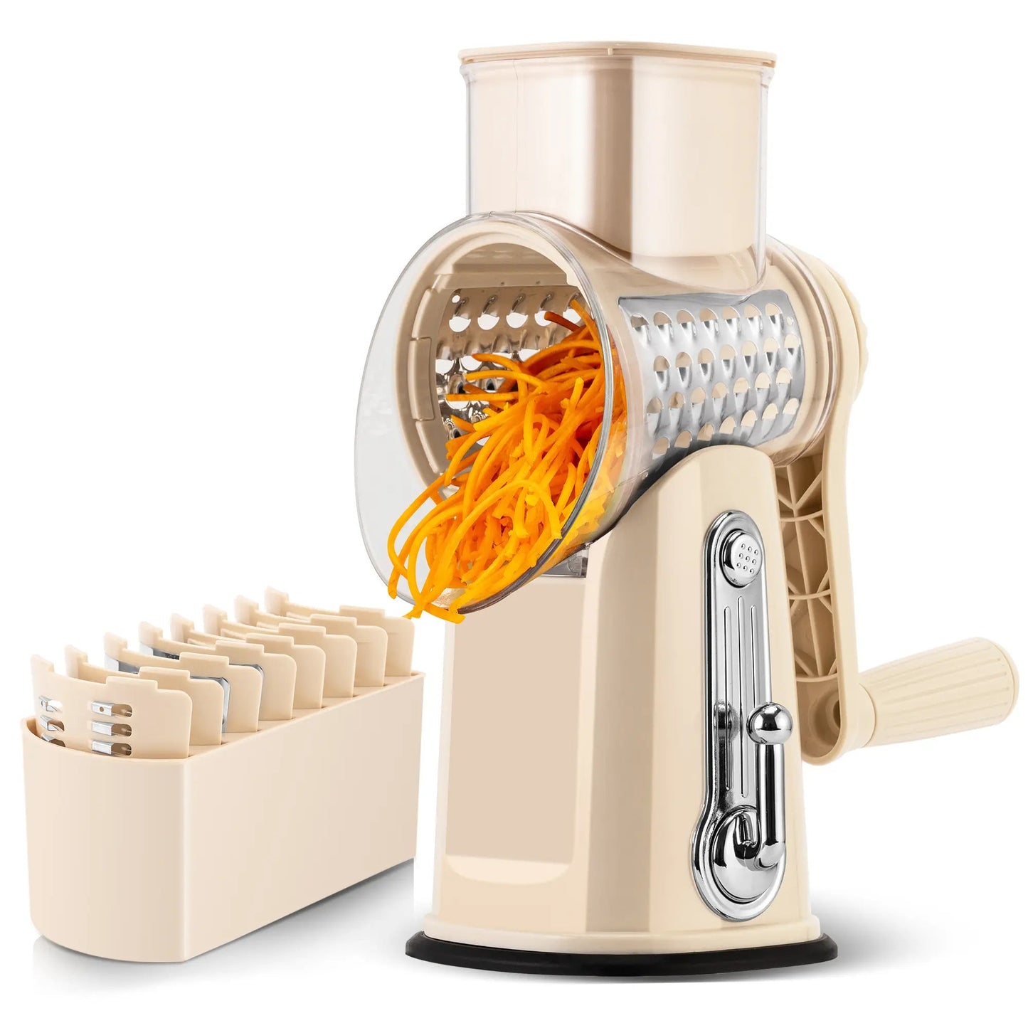 5-Blade Rotary Cheese Grater – Multi-Function Vegetable Slicer & Food Shredder for Kitchen