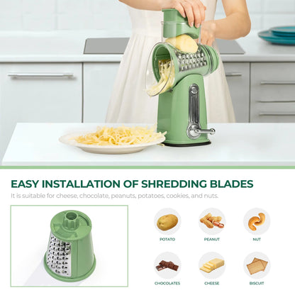 5-Blade Rotary Cheese Grater – Multi-Function Vegetable Slicer & Food Shredder for Kitchen