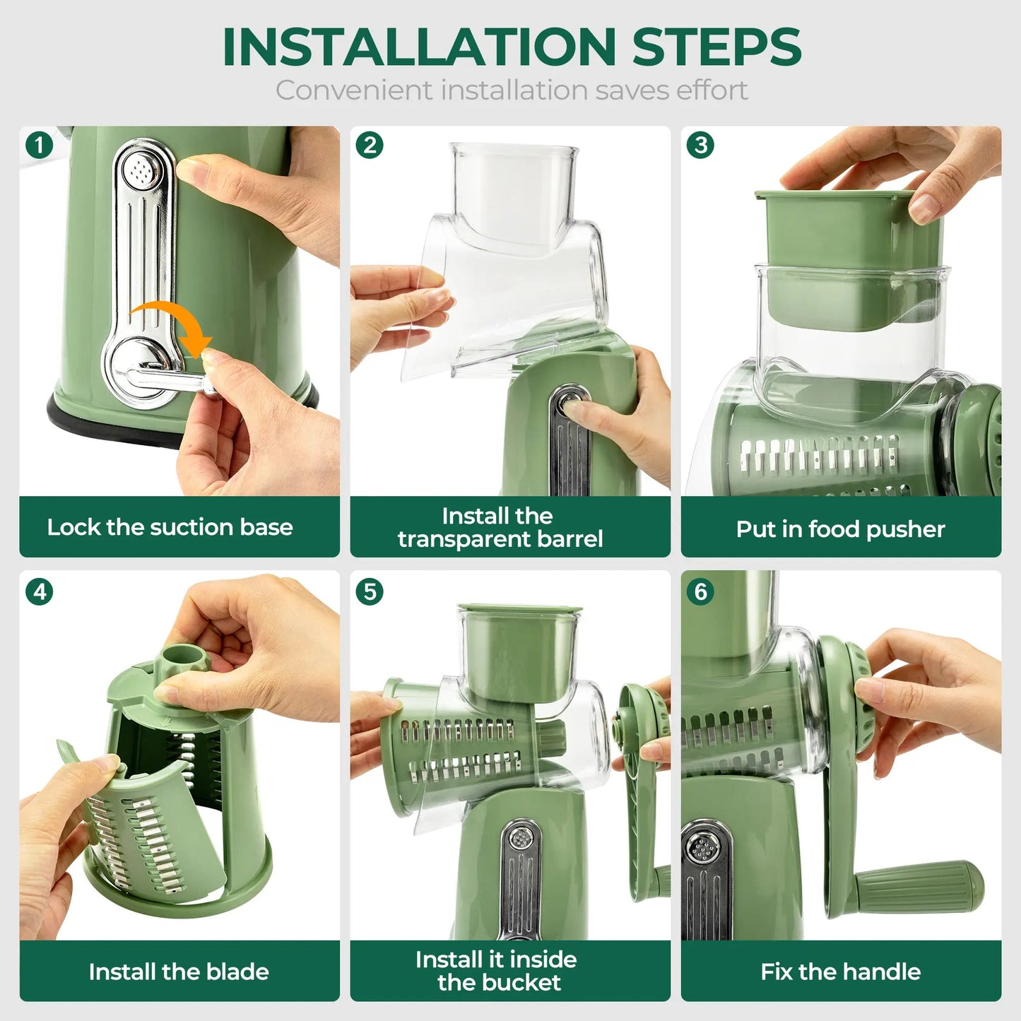 5-Blade Rotary Cheese Grater – Multi-Function Vegetable Slicer & Food Shredder for Kitchen
