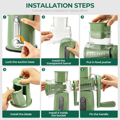 5-Blade Rotary Cheese Grater – Multi-Function Vegetable Slicer & Food Shredder for Kitchen