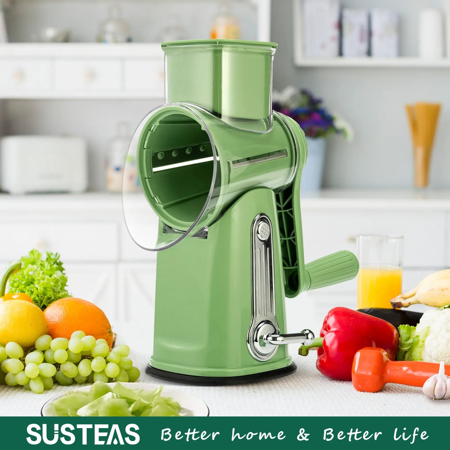 5-Blade Rotary Cheese Grater – Multi-Function Vegetable Slicer & Food Shredder for Kitchen