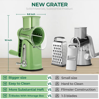 5-Blade Rotary Cheese Grater – Multi-Function Vegetable Slicer & Food Shredder for Kitchen