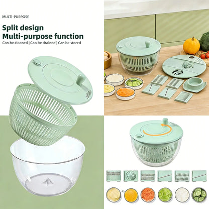 Salad Spinner with Slicer – 5.3 Qt Vegetable Washing Bowl & Kitchen Food Prep Tool
