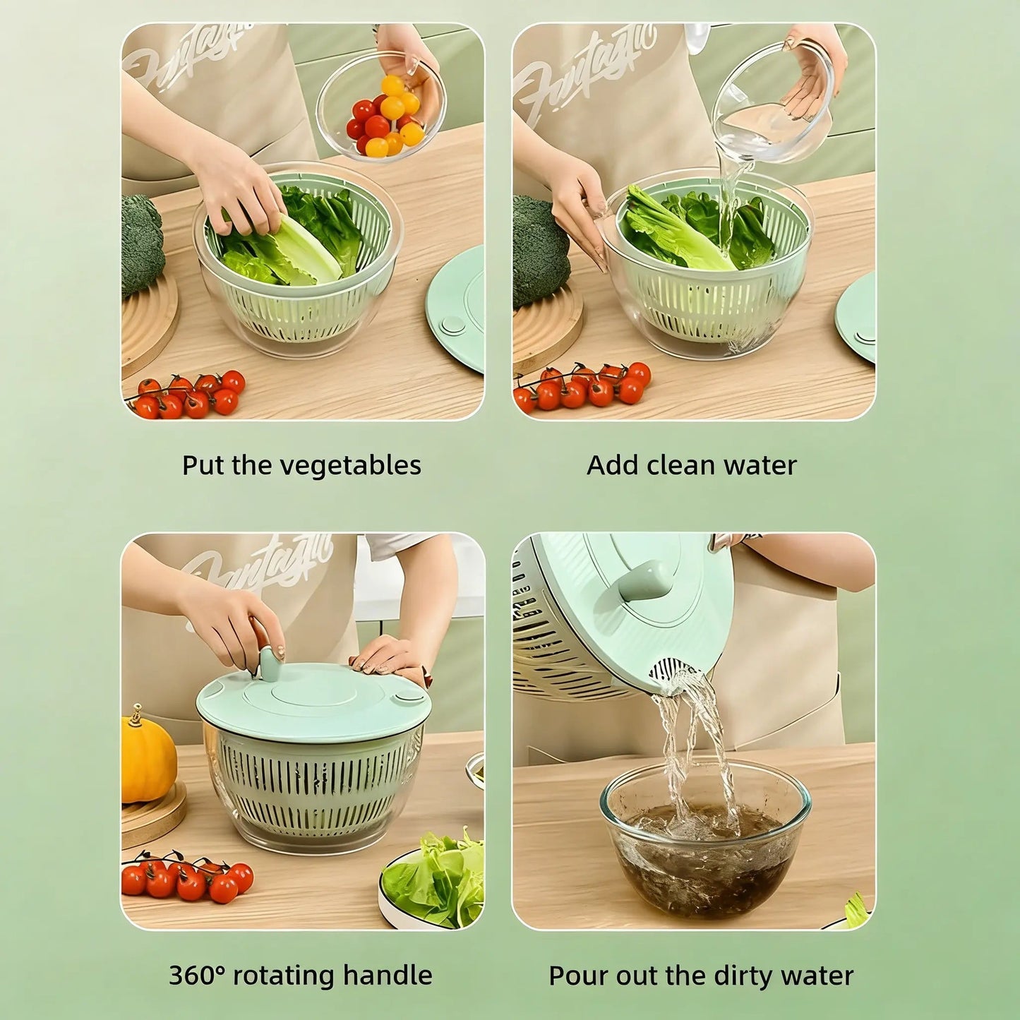 Salad Spinner with Slicer – 5.3 Qt Vegetable Washing Bowl & Kitchen Food Prep Tool