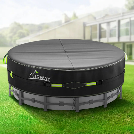 Heavy Duty Round Above Ground Pool Cover – UV Resistant Solar Tarp with Windproof Ropes & Reflective Strips