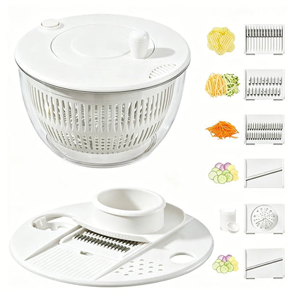 Salad Spinner with Slicer – 5.3 Qt Vegetable Washing Bowl & Kitchen Food Prep Tool