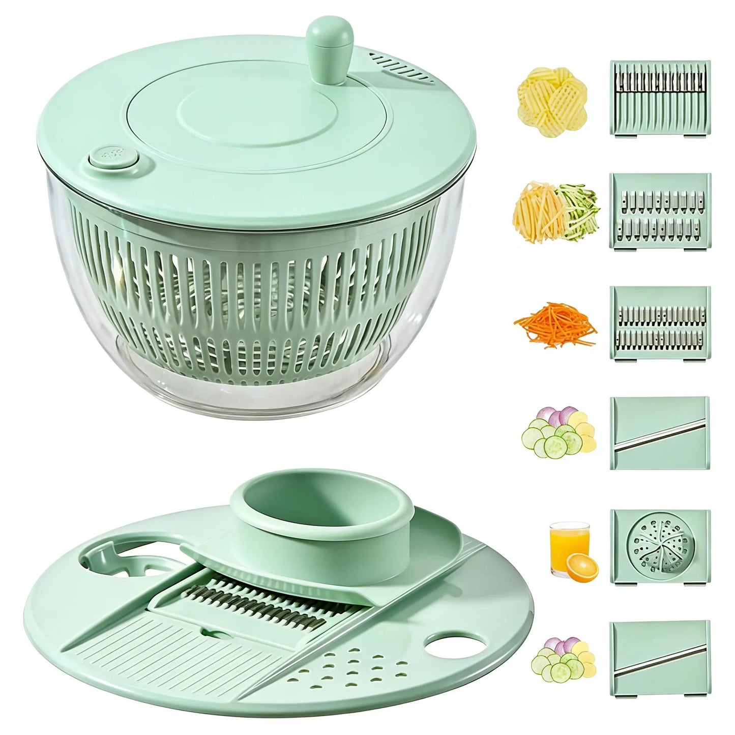 Salad Spinner with Slicer – 5.3 Qt Vegetable Washing Bowl & Kitchen Food Prep Tool